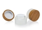 Tarro cosmético de cristal blanco reciclable 30g-100g con la ronda de bambú de la tapa